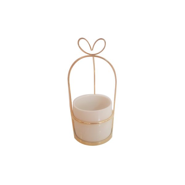 Vaso Branco P com Alça Dourado Laço